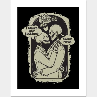 Fun Skeleton Embrace - Mutual Admiration Design Posters and Art